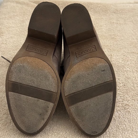 Taupe Suede Booties Women 7.5 M Carlos "Graham" lace-up tan boho ankle boot - Picture 7 of 11